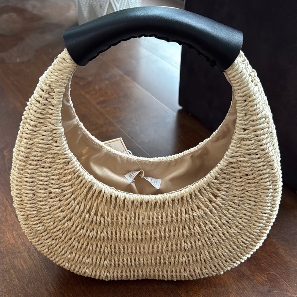 NWT Woven Handbag with Black Handle